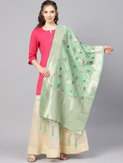 floral banarasi dupatta - 16700569 - Very Small Image - 1
