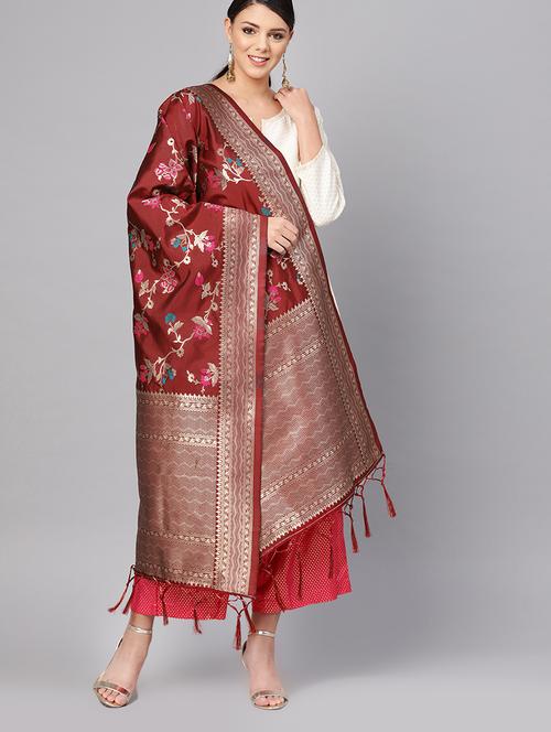 floral banarasi dupatta - 16700573 - Very Small Image - 1
