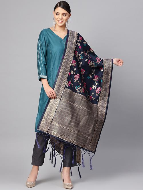 floral banarasi dupatta - 16700575 - Very Small Image - 1