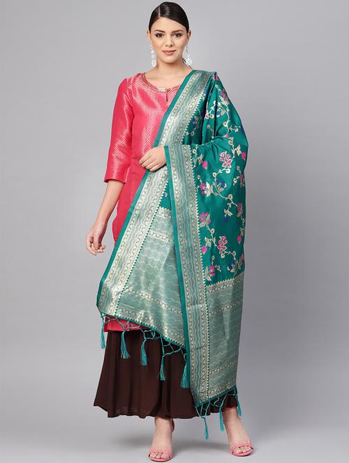 floral banarasi dupatta - 16700577 - Very Small Image - 1