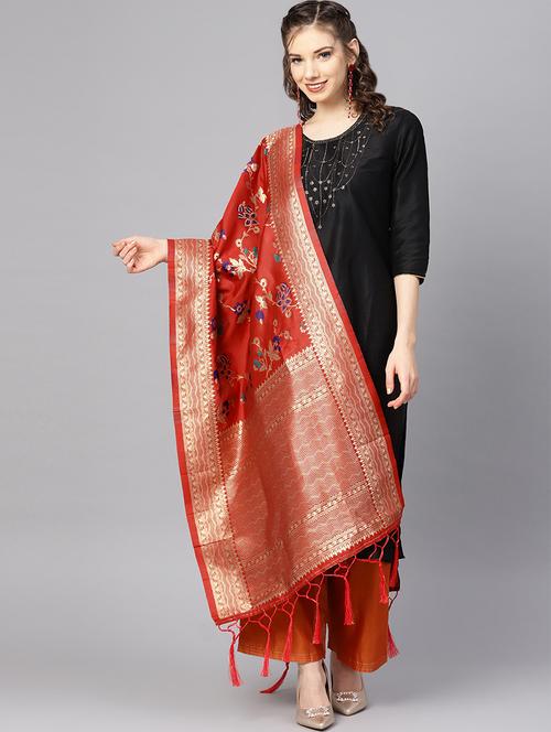 floral banarasi dupatta - 16700578 - Very Small Image - 1