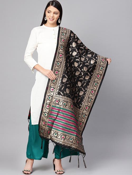 floral banarasi dupatta - 16700580 - Very Small Image - 1