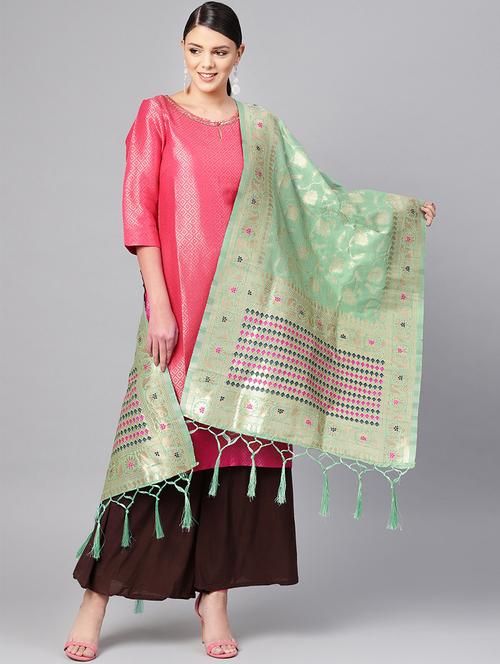 floral banarasi dupatta - 16700581 - Very Small Image - 1