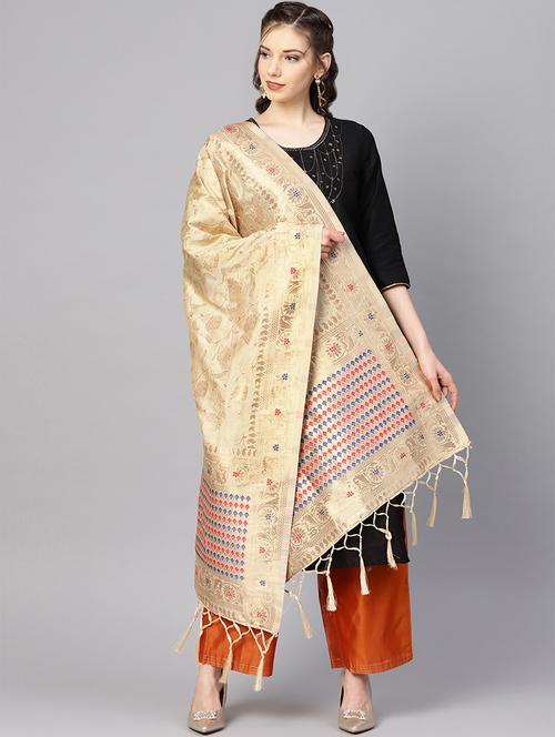 floral banarasi dupatta - 16700582 - Very Small Image - 1