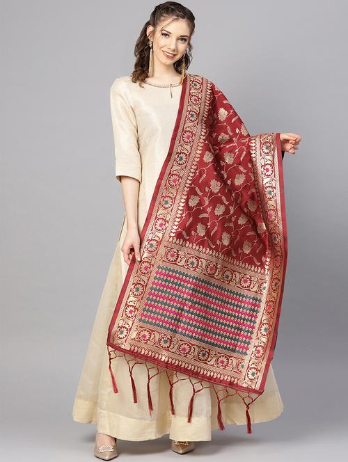 floral banarasi dupatta - 16700585 - Very Small Image - 1