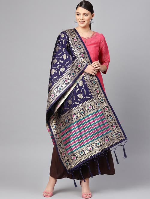 floral banarasi dupatta - 16700587 - Very Small Image - 1