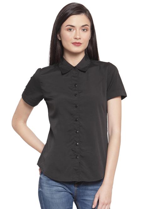 curved hem solid shirt - 16700654 - Very Small Image - 1