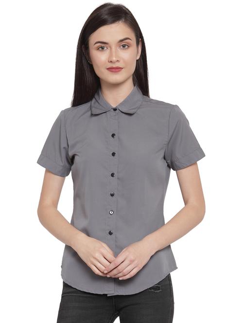 curved hem solid shirt - 16700659 - Very Small Image - 1