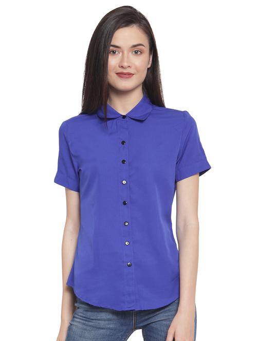 curved hem solid shirt - 16700662 - Very Small Image - 1