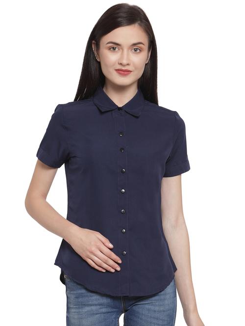 curved hem solid shirt - 16700690 - Very Small Image - 1