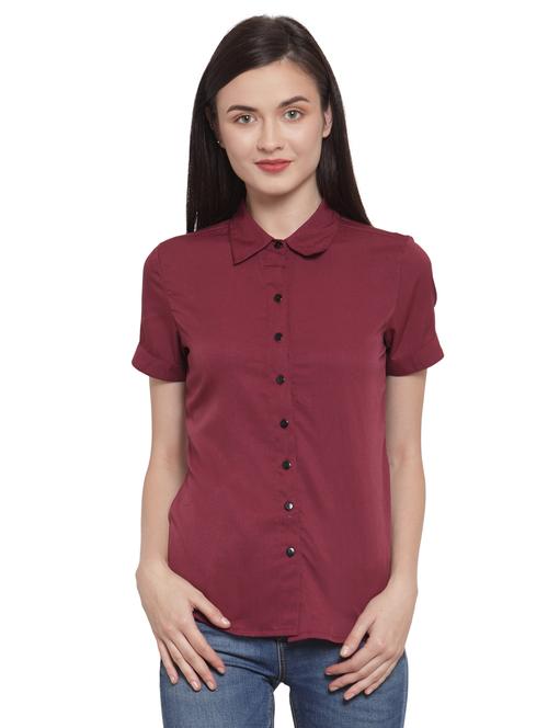 curved hem solid shirt - 16700691 - Very Small Image - 1