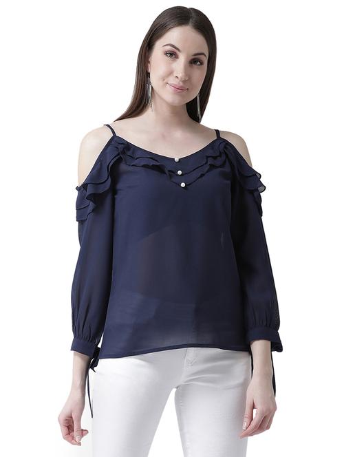 cold shoulder sheer top - 16700753 - Very Small Image - 1