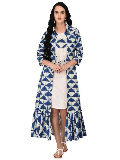 indigo layered ethnic dress - 16700796 - Very Small Image - 1