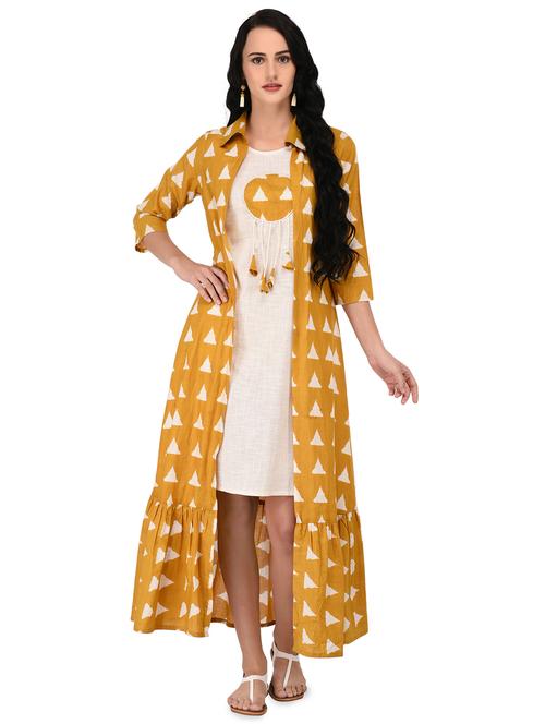checkered layered ethnic dress - 16700798 - Very Small Image - 1