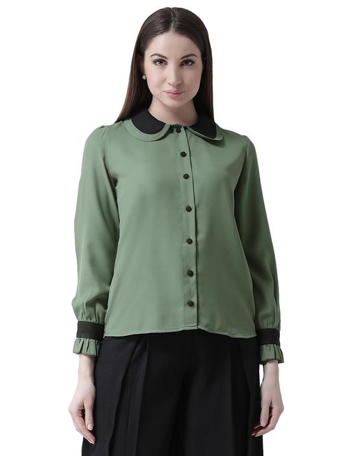 contrast detail peterpan collar shirt - 16700830 - Very Small Image - 1