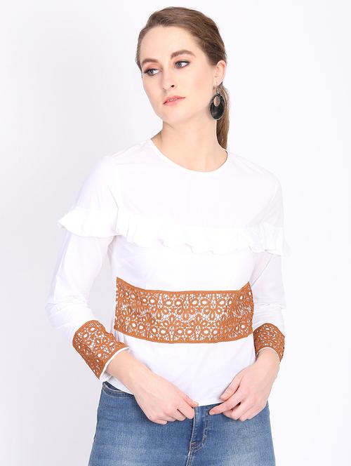 lace detail frill trim top - 16701134 - Very Small Image - 1
