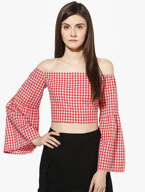 tie back gingham checkered top - 16701222 - Very Small Image - 1