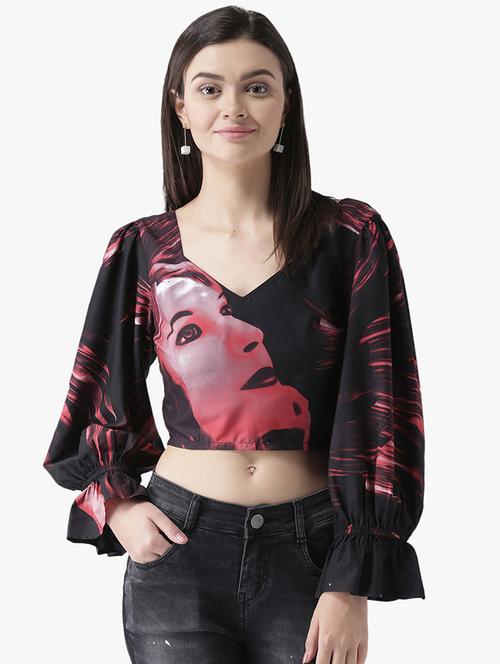 low cut back digital print top - 16701398 - Very Small Image - 1