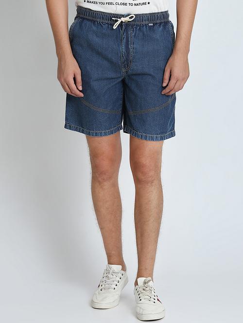 blue solid shorts - 16701836 - Very Small Image - 1