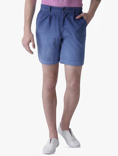 blue solid shorts - 16701871 - Very Small Image - 1