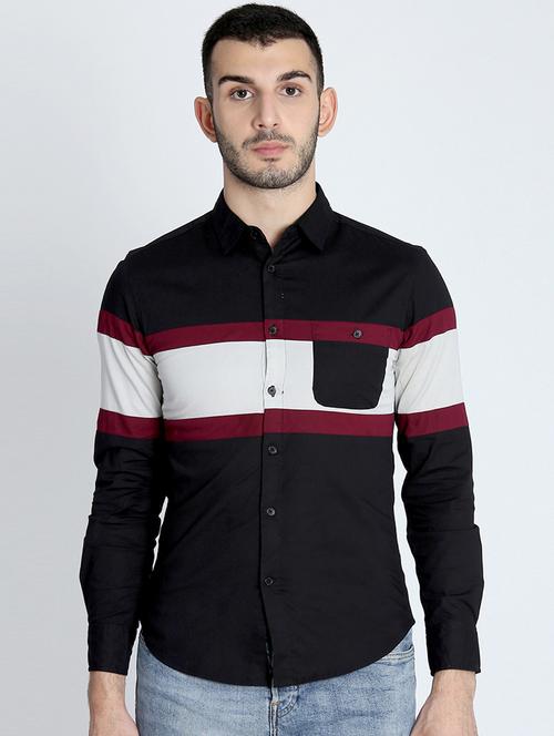 black color block casual shirt - 16702163 - Very Small Image - 1