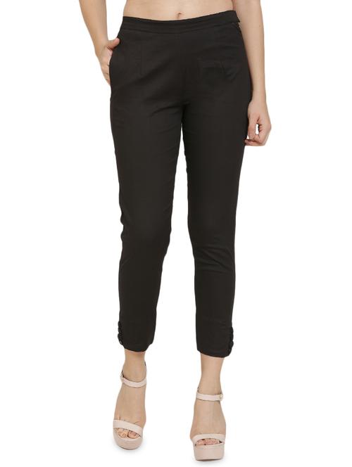 high rise button detail trouser - 16702701 - Very Small Image - 1