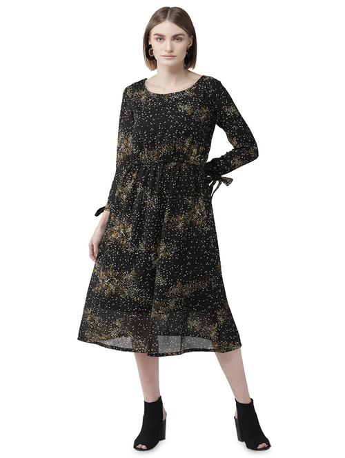 side tie up sleeved a-line dress - 16703066 - Very Small Image - 1