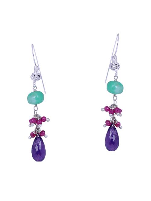 green silver drop earring - 16703502 - Very Small Image - 1