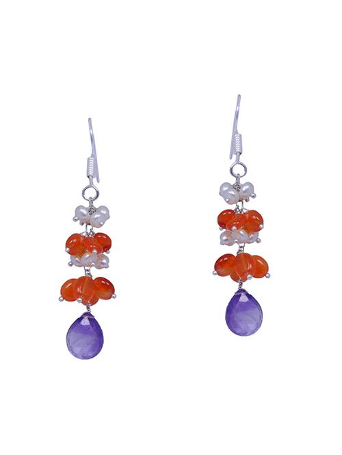 orange silver drop earring - 16703545 - Very Small Image - 1
