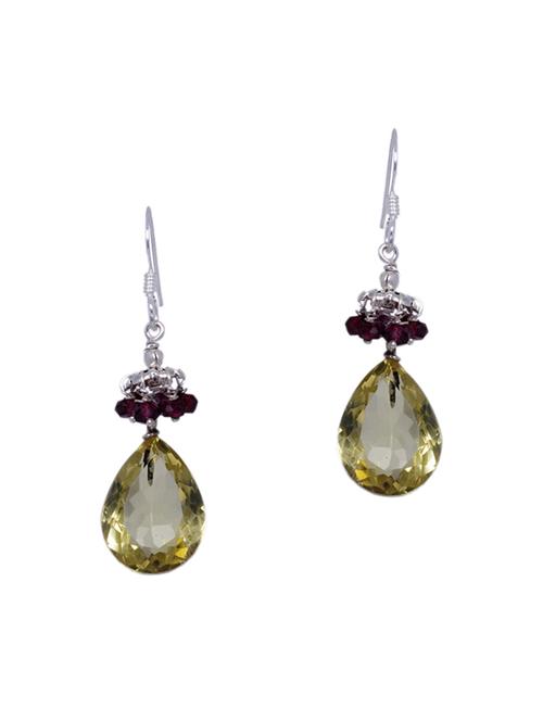 yellow silver drop earring - 16703629 - Very Small Image - 1