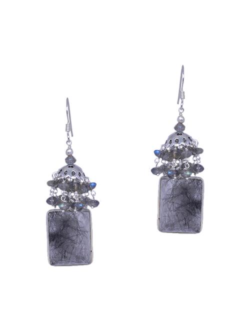 grey silver drop earring - 16703661 - Very Small Image - 1