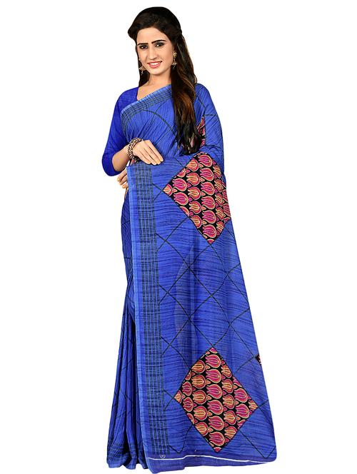 checkered printed saree with blouse - 16704548 - Very Small Image - 1