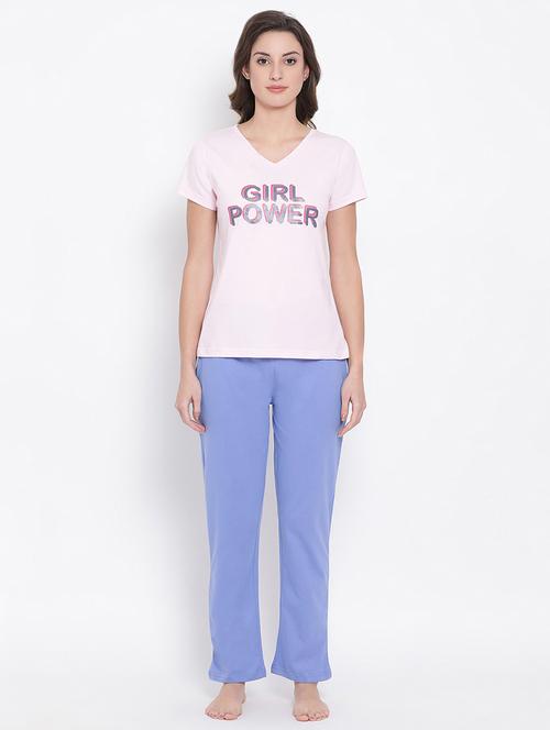 v-neck graphic tee with pajama set - 16704705 - Very Small Image - 1