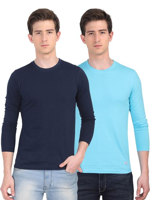 navy blue and turquoise solid combo t-shirts - 16706144 - Very Small Image - 1