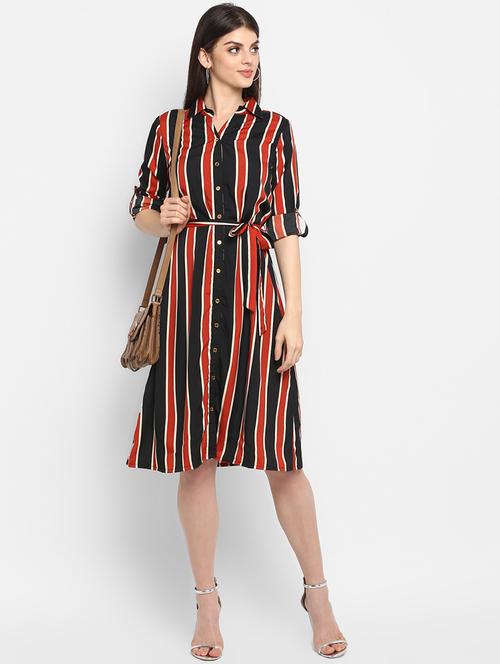 roll up sleeved striped shirt dress - 16706252 - Very Small Image - 1