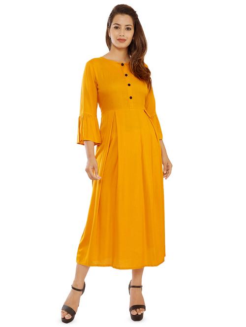 solid flared ethnic dress - 16706319 - Very Small Image - 1