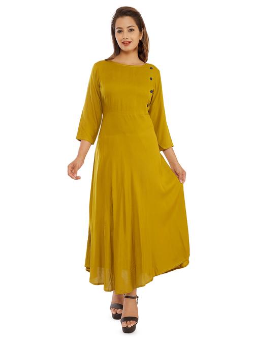 solid fit & flared ethnic dress - 16706325 - Very Small Image - 1