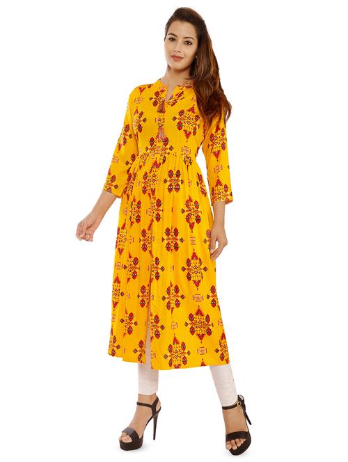 printed flared kurta - 16706331 - Very Small Image - 1