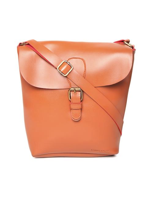 tan leatherette regular sling bag - 16707373 - Very Small Image - 1