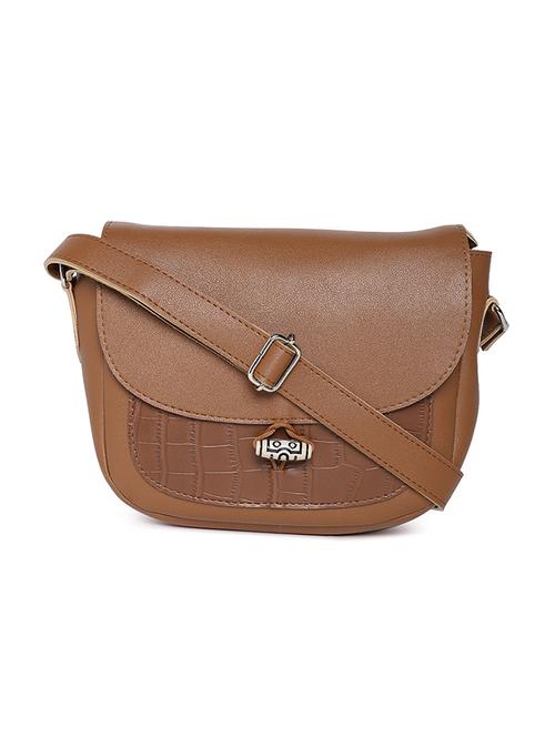 tan leatherette (pu) sling bag - 16707459 - Very Small Image - 1