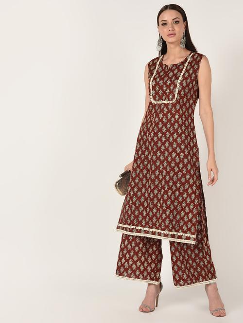 printed kurta palazzo set - 16708030 - Very Small Image - 1