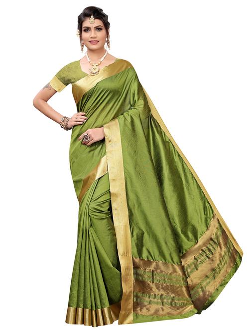 solid bordered saree with blouse - 16708070 - Very Small Image - 1