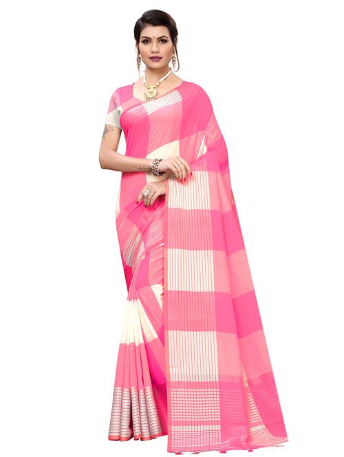 checkered bordered saree with blouse - 16708081 - Very Small Image - 1