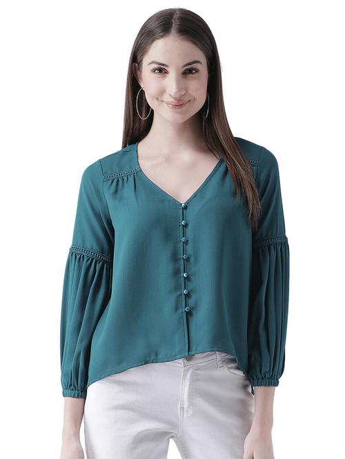 lace detail bishop sleeved top - 16708314 - Very Small Image - 1