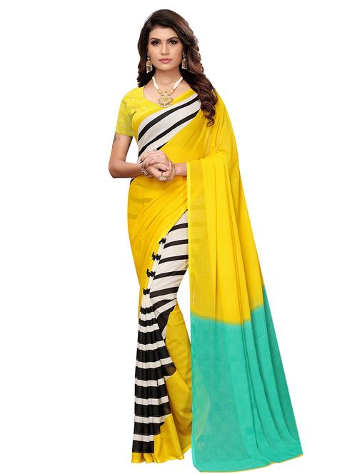 striped printed saree with blouse - 16708600 - Very Small Image - 1