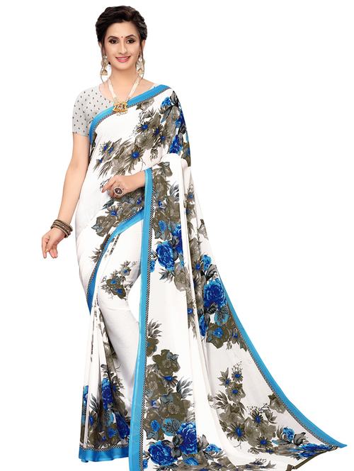 floral printed saree with blouse - 16708601 - Very Small Image - 1
