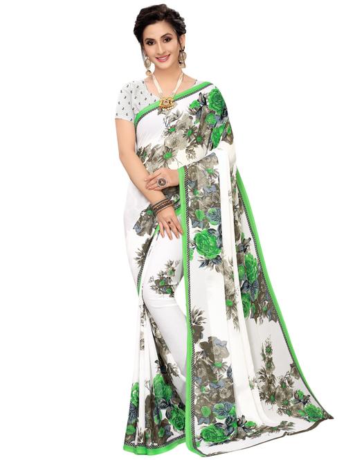 floral printed saree with blouse - 16708602 - Very Small Image - 1
