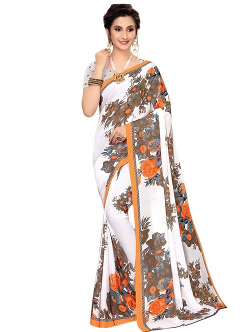 floral printed saree with blouse - 16708603 - Very Small Image - 1