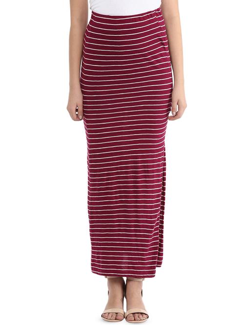 high rise side slit striped skirt - 16709126 - Very Small Image - 1