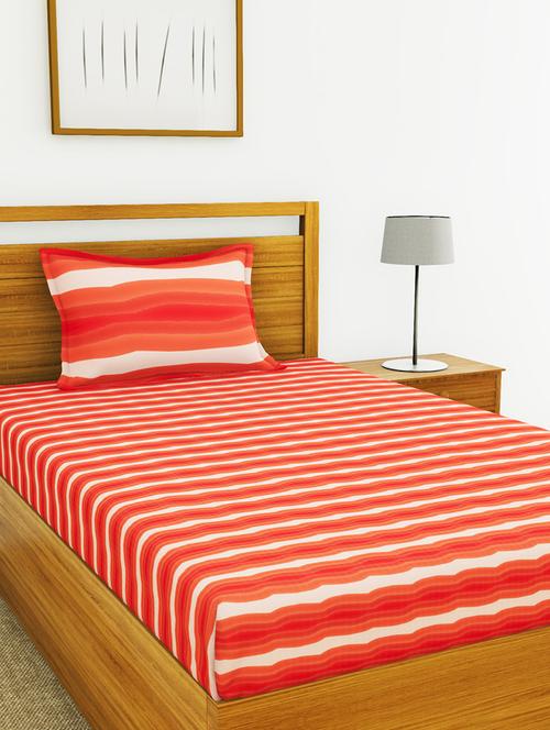 cotton single bedsheet with 1 pillow cover. - 16709210 - Very Small Image - 1